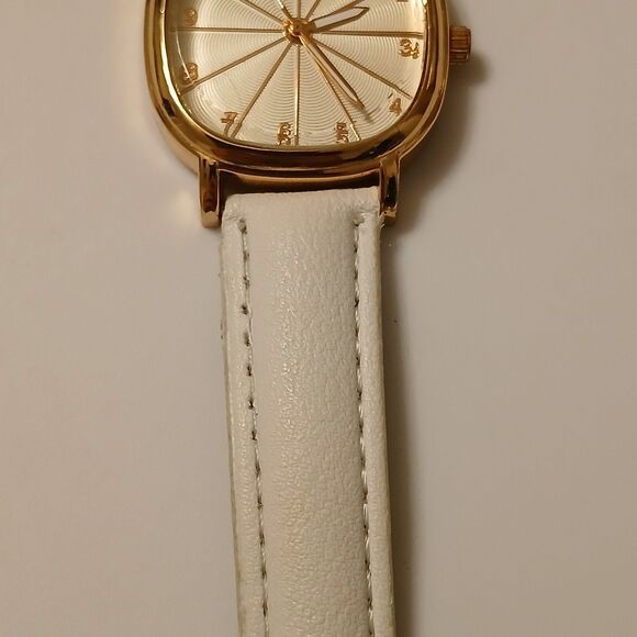 Gaiety Women's Rose Gold Tone Accent White Band Analog Display Fashion Watch - Picture 13 of 16